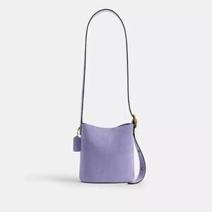 B1-001 Coach Bleecker Bucket Bag 21 Crossbody in Suede Violet Mist CCW84 + Pouch